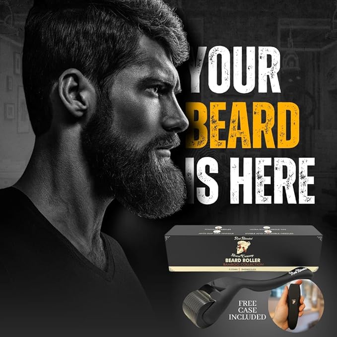 Beard Derma Roller Scalp Hair Care – Microneedle dermaroller for Beard & Facial Hair, Rodillo para Minoxidil, Supports Thicker-Looking Beard, Patchy Beard Filler for Men