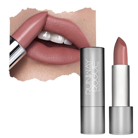 Runway Rogue 90s Vibe Lipstick, Moisturizing Matte Dusty Nude-Pink Lipstick, ‘Front Row’