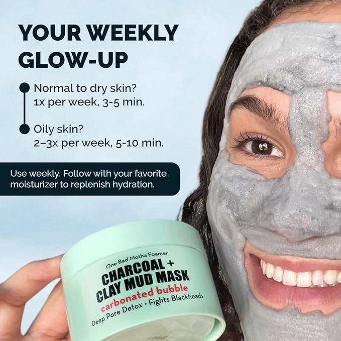 Elizabeth Mott Carbonated Bubble Detox Clay Mask – Korean Skincare for Deep Pore Cleansing, Acne, Blackheads & Oil Control – Charcoal Face Mask for Breakouts & Smooth Skin – Cruelty-Free, 3.53 oz