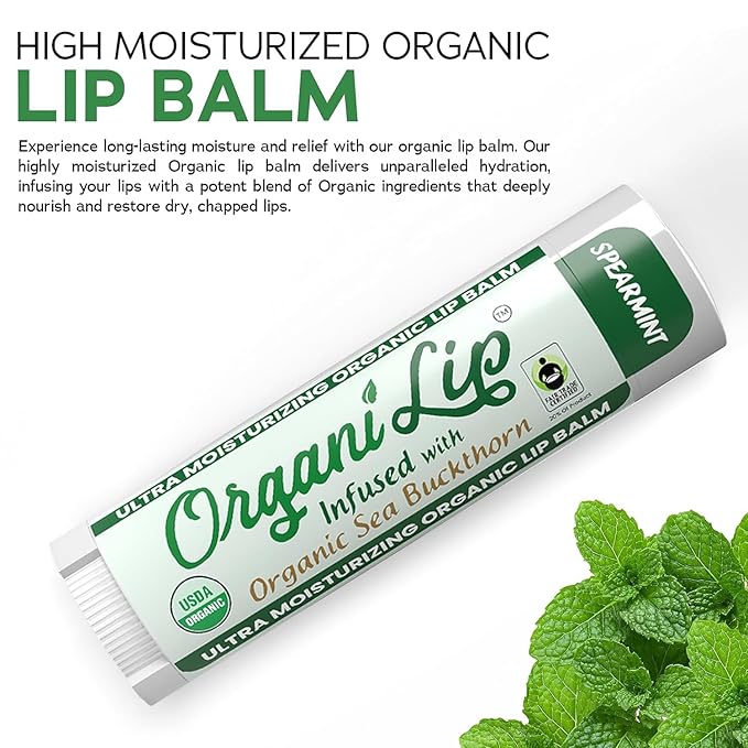Organic Lip Balm, Spearmint Flavor, Ultra Organic,