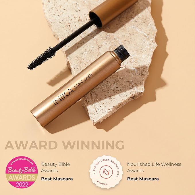 INIKA Organic Long Lash Mascara - Vegan, Non-Toxic Mascara for Volume and Length, Enriched with Essential Fatty Acids, Magnolia Bark Extract & Vitamin E, Cruelty-Free, Black