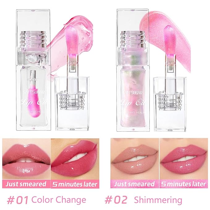 2 Pcs Magic Color Changing Lip Oil, Long Magic