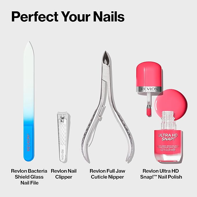 Revlon Glass Nail File, Manicure Tool for Shaping Natural Fingernails, Self-Cleaning with Bacteria Shield Technology, 1 Count