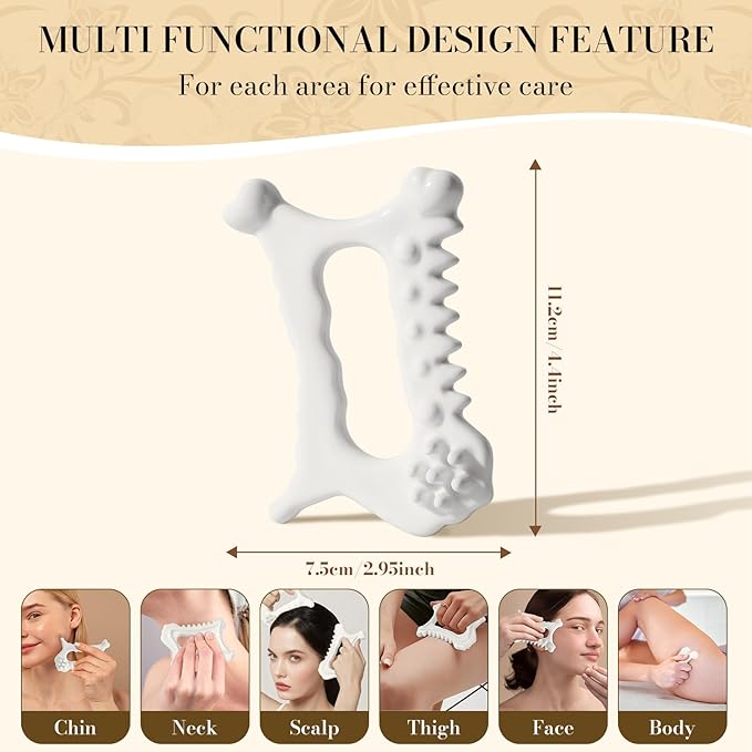 9 in 1 Ceramic Body Gua Sha Facial Tool, Face & Body Gua Sha Massage Tools, Premium Korean Guasha Board for Face Lift, Muscle Relief, Skin Care