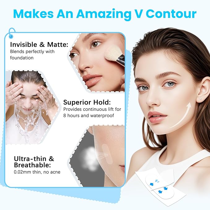 Face Lift Tape, Facelift Tape for Face Invisible, Neck Tape Lift Turkey Neck Skin Tape Facial Tapes for Lifting Loose Sagging Skin, Wrinkles, Jowls, Eyes, Cheek, Double Chin (1 Count (Pack of 200))