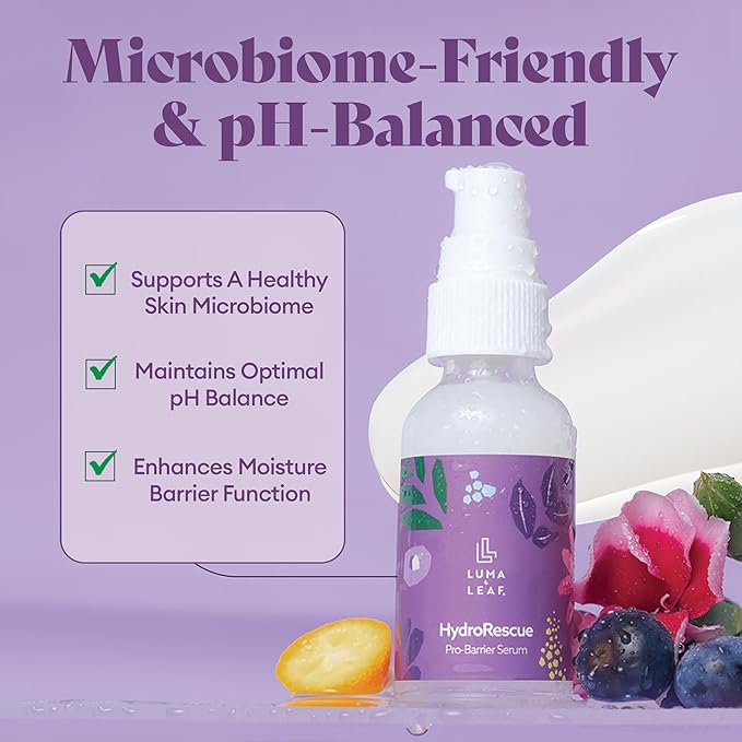 Luma & Leaf HydroRescue Pro-Barrier Hyaluronic Acid Serum - Advanced Face Serum with 5% Beta-Glucan & Passionfruit Seed Oil for Deep Hydration, Barrier Repair & Antioxidant-Rich Skincare