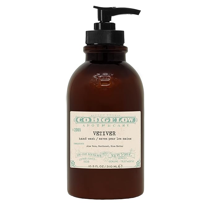 C.O. Bigelow Iconic Collection Vetiver Hand Wash, Scented Hand Soap with Aloe Vera and Shea Butter, 10.5 fl oz
