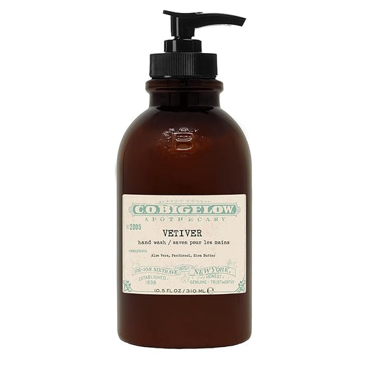 C.O. Bigelow Iconic Collection Vetiver Hand Wash, Scented Hand Soap with Aloe Vera and Shea Butter, 10.5 fl oz