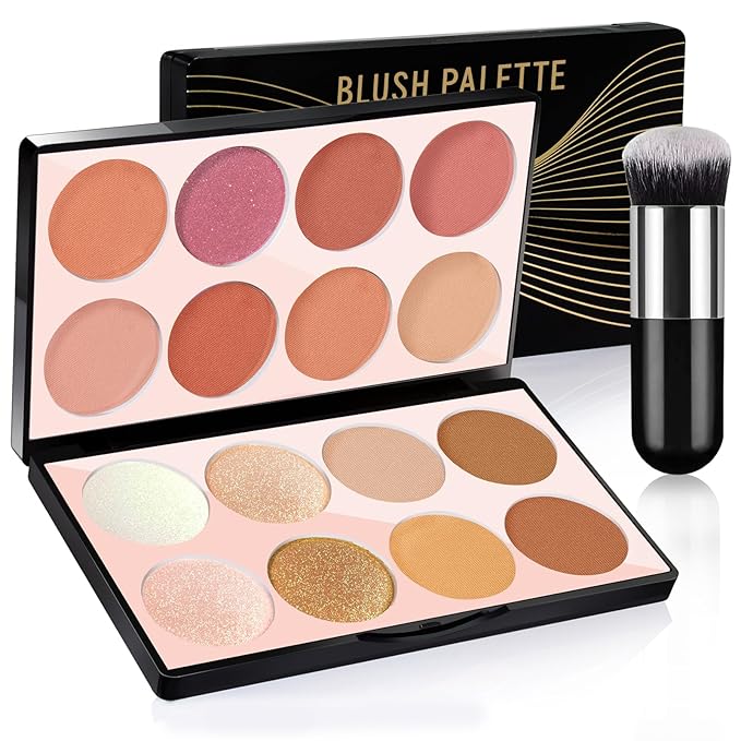 16 Colors Blush Contour Highlighter Makeup Palette, All-in-One