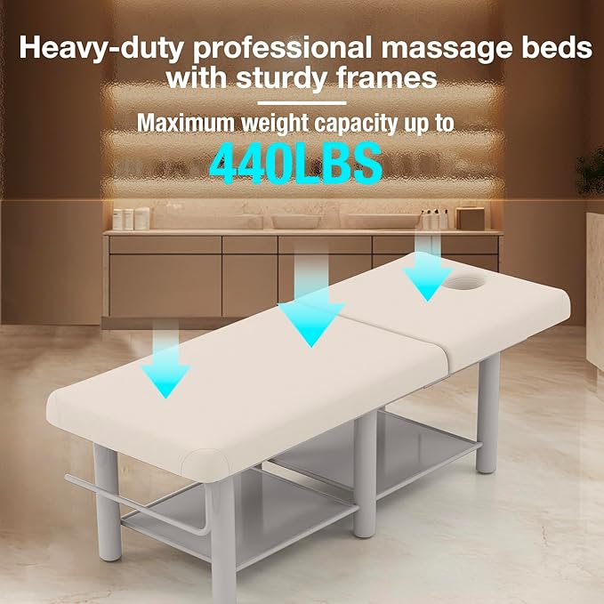Professional Massage Table – Heavy Duty Adjustable Spa Bed with Open Face Hole & Headrest – PU Leather, Sturdy Metal Frame for Physical Therapy, Tattoo, Salon & Massage, Gray