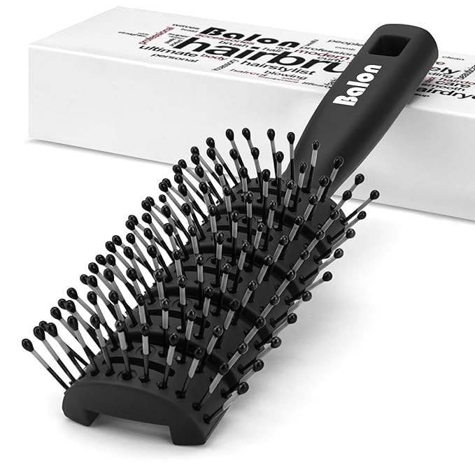 Balon Hair Brush for Women & Men, Speed Dry Vent Hair Brushes, Pain-Free Detangling Brush for All Wet or Dry, Curly Hair Brush(Black)