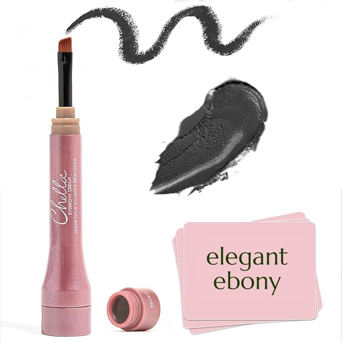 Chella Eyebrow Cream, Elegant Ebony - Vegan, Cruelty Free, Paraben Free, Gluten Free Eyebrow Pomade Makeup - Long Wearing, Velvet Consistency, Water Proof