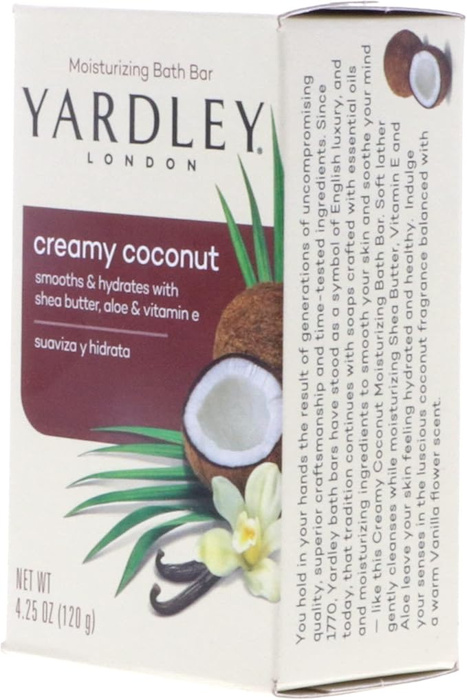 Yardley Creamy Coconut Bath Bar, 4.25 oz Pack of 8