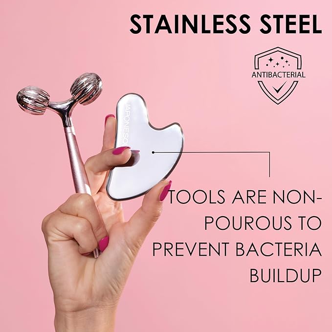 JAPONESQUE SKINTherapy Contouring Facial Tool V Roller for Lymphatic Drainage, Facial Massage, Relieves Tension and Improves Absorption of Skin Care Products