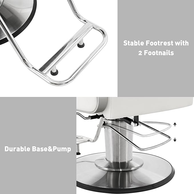 BarberPub Salon Chair for Hair Stylist, All Purpose Hydraulic Barber Styling Chair, Beauty Spa Equipment 8548 (White)