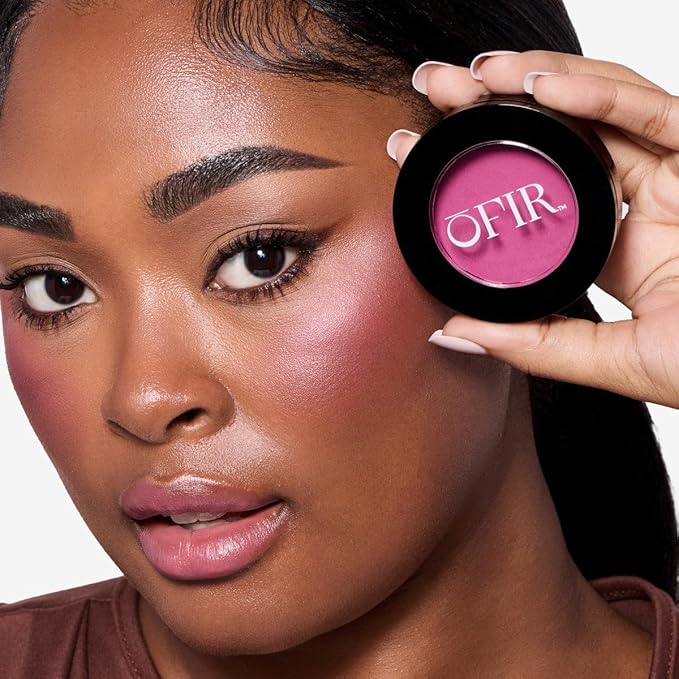 OFIR Elation Powder Blush for Cheeks | Buildable Pigment Adds Radiant Tone | Blurring Powder Softens Lines | Lightweight Texture for Lasting Glow | Currant - Bright Berry with Cool Undertones 0.13 Oz