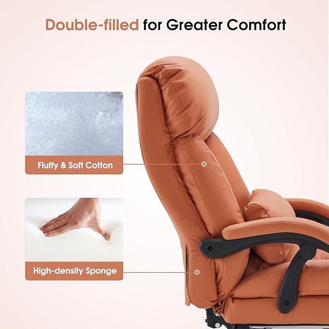 BarberPub Beauty Chair, 360° Rotating Lifting Facial Beauty Spa Chair, Adjustable Tattoo Salon Spa Esthetician Beauty Equipment 3571 (Faux Leather, Orange)