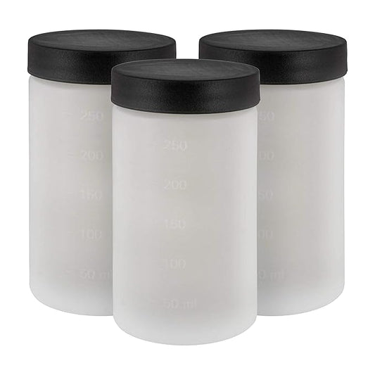 Pack of 3-8 ounce solution cups with lids; Cups Fit the Belloccio Model G11 Metal Turbine Spray Tanning Gun (Gun Not Included)