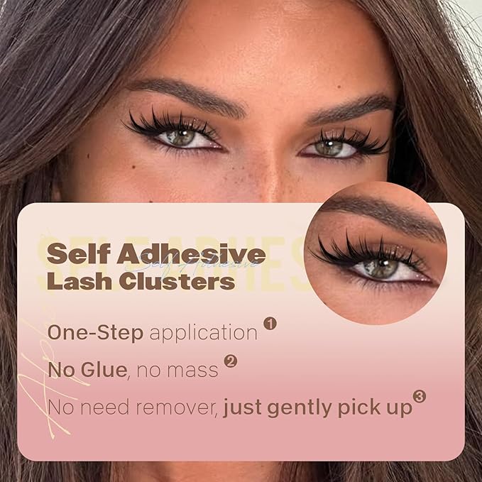 Self Adhesive Eyelashes Manga Lash Clusters No Glue Needed Self Adhesive Lashes 10-16mm Eyelash Clusters Press on lashes Natural C-Curly Pre Glued Eyelashes with Anti-Stick Tweezers by ALPHONSE