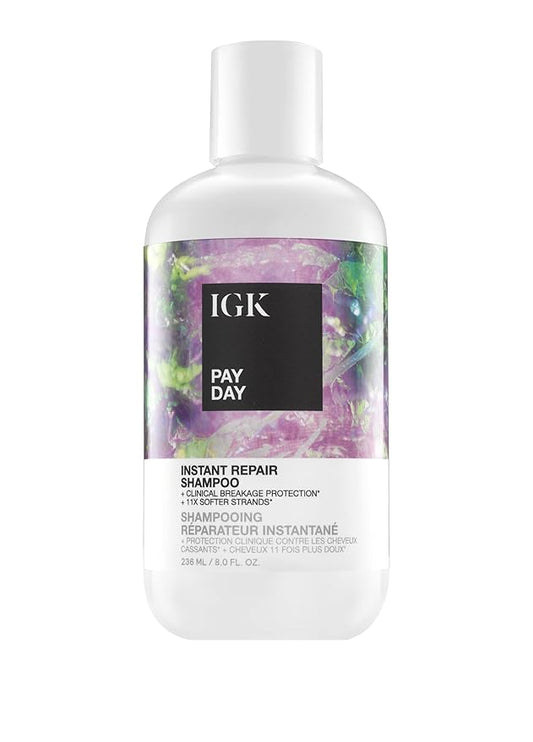 IGK PAY DAY Instant Repair Shampoo | Bond-Building + Damage Repair | Vegan + Cruelty Free | 8 Oz