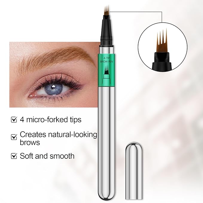 Microblading Eyebrow Pen，Waterproof Brow Pen Micro 4 Point,Eyebrow Makeup Pencil for Women to Effortlessly Create Hair Like Natural Brows，Long Lasting & Smudge-proof