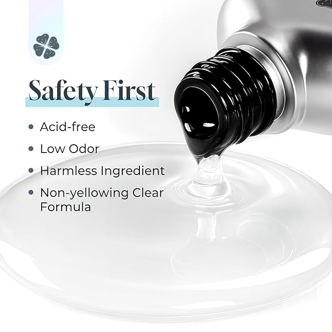 No Wipe Gel Top Coat and Base Coat Set: 2Pcs 15ml Rubber Base, Super Shiny Long Lasting Top Coat Gel Nail Polish, Acid-free Nail Strengthener Soak Off Lamp Needed, Christmas Nail Art Design Gift