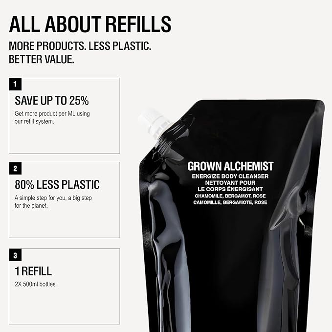 Grown Alchemist Invigorate Hand Wash Refill – Liquid Hand Soap with Aloe, Sweet Orange, Cedarwood & Sage – Gentle, Moisturizing Kitchen & Bathroom Soap, Natural Plant Based Gel Cleanser, 1L