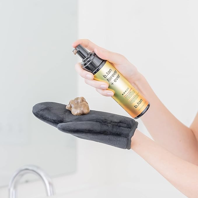 b.tan Ultra Long Lasting Self Tanner Kit | Forever Bundle - Best Dark Sunless Tan Mousse, Lasts Up to 11 Days, Tanning Mitt Applicator, 1 Hour Express Foam, Fast, No Fake Tan Smell, 6.7 Fl Oz