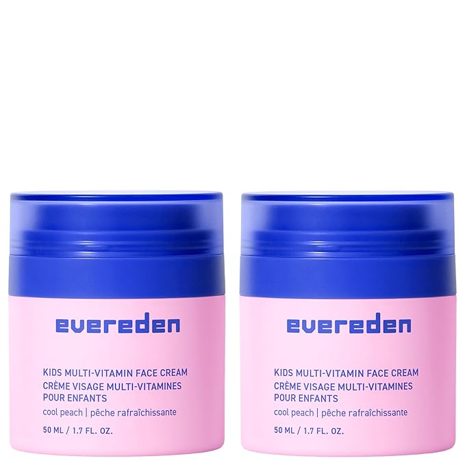 Evereden Kids Face Cream: Cool Peach, 1.7 oz. | Face Lotion | Clean and Non-Toxic Face Moisturizer | Multi-Vitamin Skin Care for Kids | Pack of 2