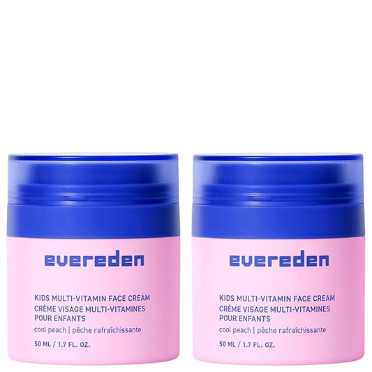 Evereden Kids Face Cream: Cool Peach, 1.7 oz. | Face Lotion | Clean and Non-Toxic Face Moisturizer | Multi-Vitamin Skin Care for Kids | Pack of 2