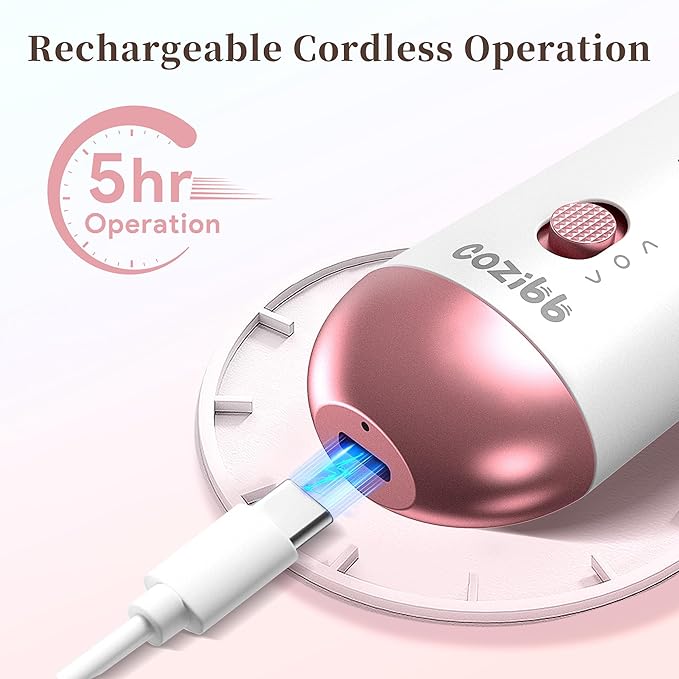 Electric Nail Drill, 8-in-1 Cordless Electric Nail File with LED Light, 5 Speeds Rechargeable Manicure and Pedicure Kit Hand Foot Care Tool for Nail Grinder Trim Polish for Women Baby