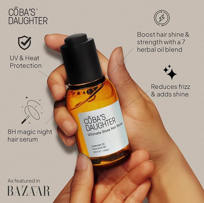 COBA'S DAUGHTER Heat Protectant & Frizz Control Oil | 7 Herbal Oils Infused | Hair Gloss Treatment | Hair Perfume | Nourishing Serum for Curly Hair| Dry Hair | Lavender Scent (1.69 oz)