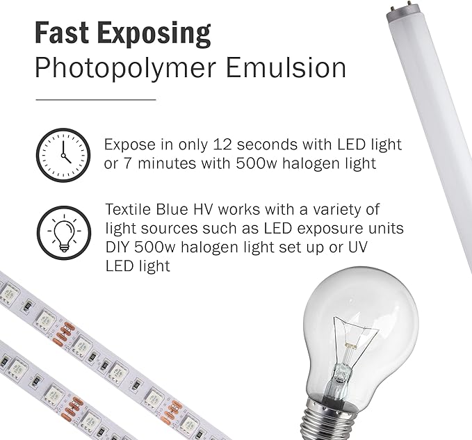 Ecotex® Tex Blue HV Emulsion (Quart - 32 oz.) - High Viscosity Pre-Sensitized Screen Printing Emulsion, for Plastisol and UV Inks, Silk Screens, Textiles, and Fabric - Screen Printing Supplies