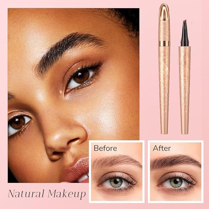 Microblading Eyebrow Pencil, 2025 New Waterproof Eyebrow Pencil, Premium Microblading Eyebrow Pen with 4 Tip, Long-Lasting Natural Magic Eyebrow Makeup Fine Stroke Eye Brow Pen for Women (Dark Brown)