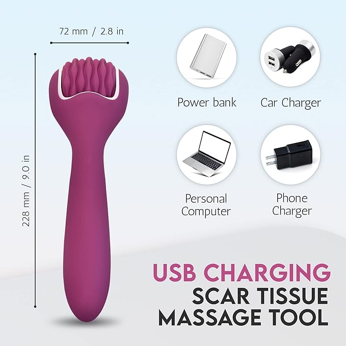 Scar Roller, Scar Tissue Massager for Post-Surgery Recovery, Silicone Ice Massage for Post-Surgery Incision Swelling and Soreness, Joint Roller for Improved Range of Motion and Flexibility. Purple
