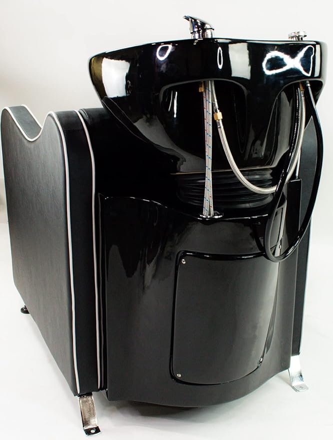 Stanley Shampoo Backwash Unit w/Shampoo Bowl, Sink & Faucet for Beauty Spa Barber Shop, Professional Hair Salon Equipment, Black