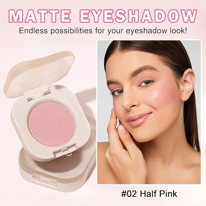 Pink Eyeshadow Single Eyeshadow,Matte Ultra Fine Lightweight Powder Multiuse Blendable Makeup Eye shadow for Women Girls,High Pigment Daily Warm Tone Eyes Makeup(Half Pink)