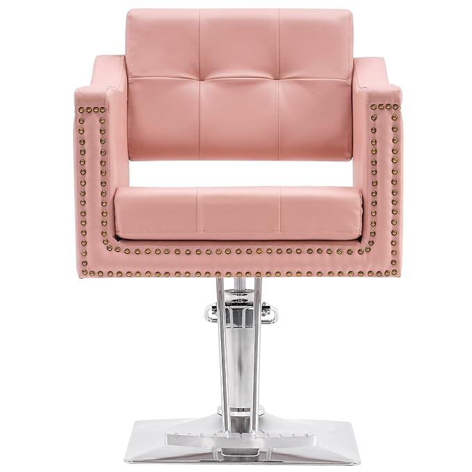 BarberPub Salon Chair for Hair Stylist Hydraulic Barber Styling Chair, Beauty Spa Equipment 8813 (6" Seat Height Adjustment) (Pink)