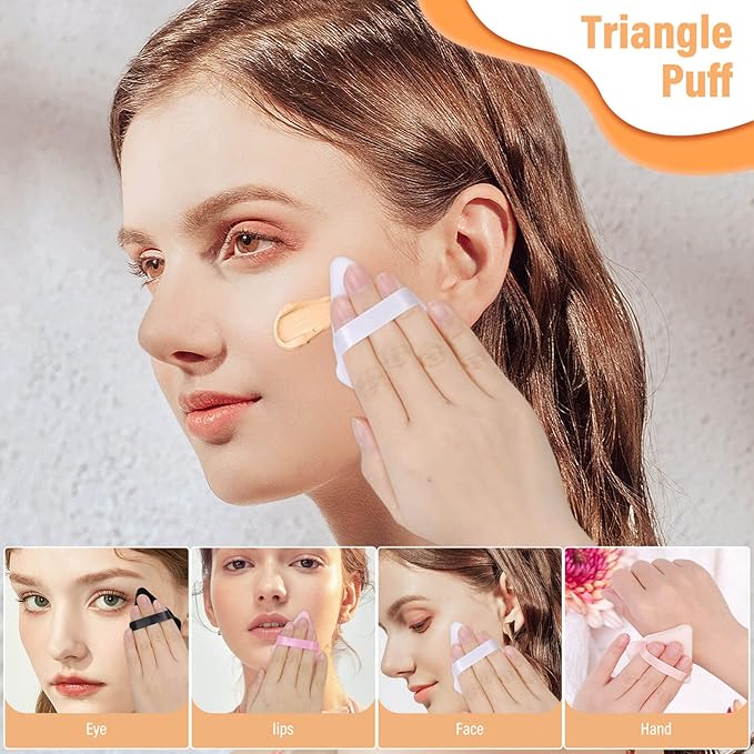 20pcs Triangle Powder Puff, Setting Powder Puff for Make Up, Face Puff Pads for Loose Powder and Press Powder, Makeup Sponge Powder Applicator for Face and Eye