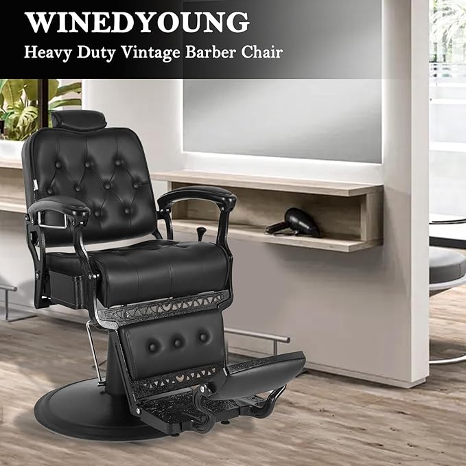 Vintage Barber Chair Heavy Duty Barber Chairs for Hair Stylist Hydraulic Reclining Salon Chair Beauty Spa Equipment Retro Style Barber Chair