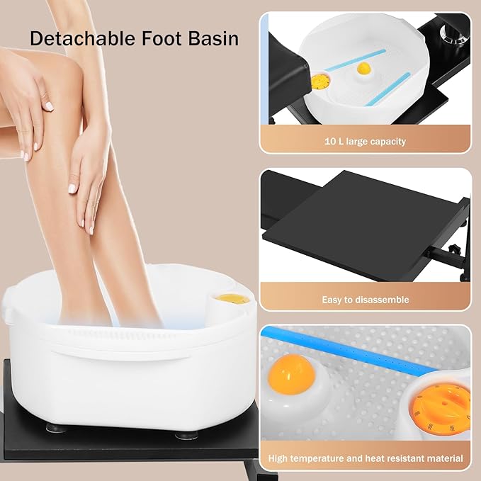 Pedicure Chair with Massage Foot Bath for Nail Tech and Foot Bath, Pedicure Chair 360 ° Rotation Height Adjustable Pedicure Unit Station (450KouNew)