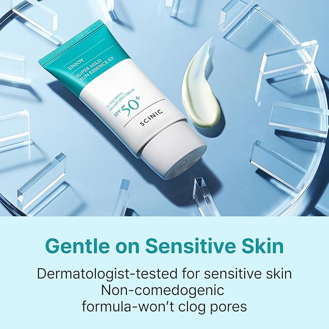 SCINIC Enjoy Super Mild Sun Essence EX 1.69 fl oz(50ml) SPF 50+ | Lightweight, Fast-Absorbing, Hydrating Sunscreen | Korean Skincare