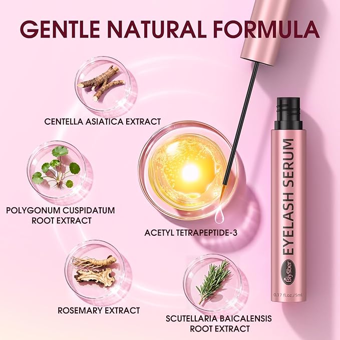 Lash Serum for Eyelash Growth: Premium Eyelash Growth Serum with Advanced Formula to Boost Longer Fuller and Thicker Lashes and Eyebrows - Gentle & Vegan for Sensitive Eyes (5 mL)