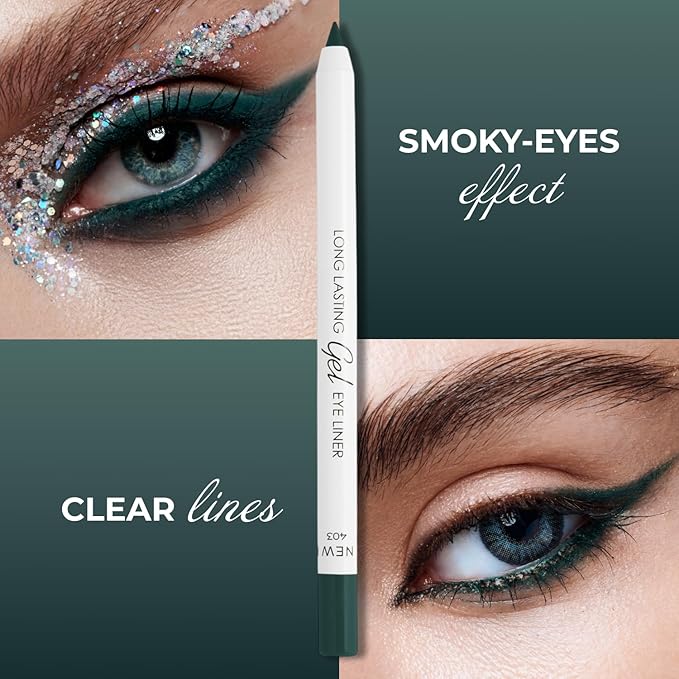 Lamel Green Eyeliner, Ultra Long Lasting Gel Eyeliner Pencil, Waterproof Eye Liner, Smudge Proof, Creamy Eye Pencil, Waterline, Sweat Proof Makeup, Highly-Pigmented (403 Shade)