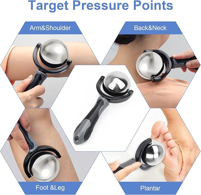 Cold Massage Roller Ball, Cold Therapy Relief, Portable Fitness Ice Roller Ball with Handle, Great Tool for Back/Neck Pain, Muscles Recovery and Inflammation