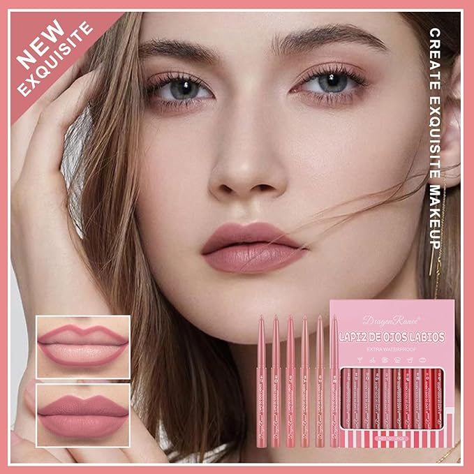 12 Colors Matte Lip Liner/Lipstick Set,One Step Lips Makeup Kit,Velvet Nude Collection Waterproof Long Wear Lip Gloss, Lip Liner for Women To Create The Perfect Matte Lip Look