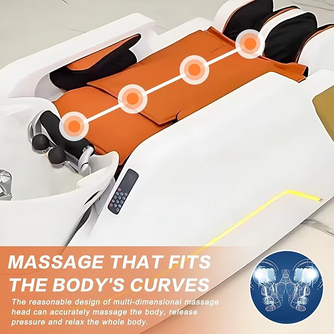 Massage Shampoo Bed and with Modern Unique Simple Design,Head Spa Equipment and Ceramic Basin Includes Smart Massage Design(Water Cycle,Fumigation)