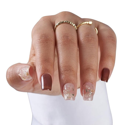 Medium- Nude Luxe French Tip Press-On 10 Nails Manicure Kit for Women | Custom Handcrafted Nail Glue, Dual Nail File, Cuticle Stick & Buffer Block | Measure Before Ordering