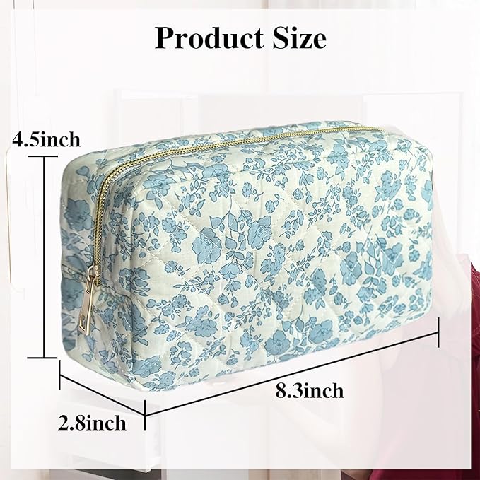 Quilted makeup bag floral makeup