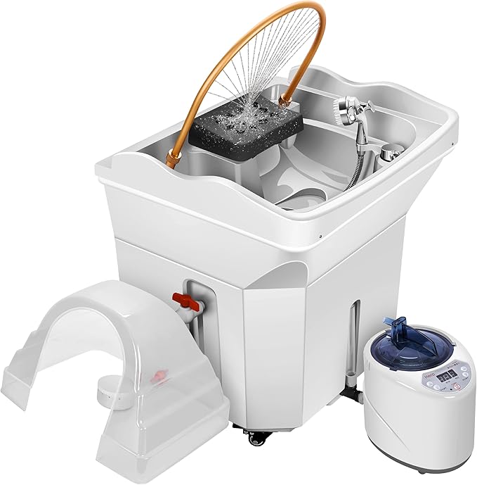 Head Spa Equipment with 60L Water Storage Tank, Warm Steam & Hair Wash Sink for Scalp Care and Relaxation (Head Spa Equipment-White)